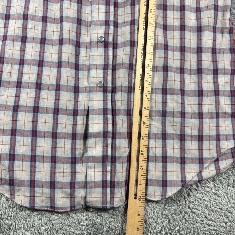 VTG Levi's Western Snap Shirt Paper Thin Men Large White Plaid Pearl Snap LS